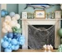 Fishing Birthday Party Decorations Blue sage green Gone Fishing Balloon Garland Arch Kit with Gaint Fish Balloons for Fishing Themed Baby Shower Party Decorations