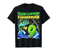 Fishing Birthday Shirt 9 Year Old Boy Fisher 9th Bday Kids T-Shirt