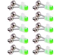 Fishing Bite Alarm，10 Pcs Green Fishing Rod Bells Double Bell Galvanized Fish Bite Alarm Portable Reusable Bite Indicator for Night Fishing Bite Indicators（1.89 Inch ）