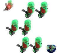 Fishing Bite Alarm with LED Light, 2025 Smart Clip-On Electronic Fish Bite Alert Bell, Sensitive Sound Bite Detector for Rods, Ice Fishing, Day & Night Multipack (6pcs,green)