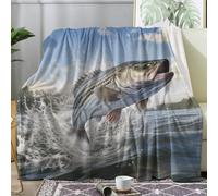 Fishing Blanket King Size, Fish Fleece Throw Blanket for Bed Sofa Couch, Soft Cozy Flannel, Large 200x240 cm, Decor & Gifts (B74)