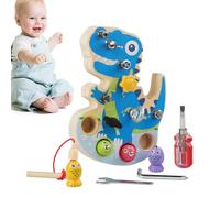 Fishing Board Game | Colorful Fish Screwing Assembling Game | Dinosaur Shape Screwdriver Board for Kids,for Learning Boys Girls Preschool Nursery