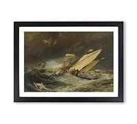 Fishing Boats Entering Callais by Joseph Mallord William Turner Framed Print | A2 Black Framed Wall Art | Ready to Hang | Modern Nature Picture | Living Room Bedroom Lounge Office