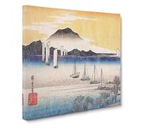 Fishing Boats Returning to Yabase by Utagawa Hiroshige Canvas Print | Gallery Wrapped 30mm Frame Wall Art | 14x14 inches | Ready to Hang | Asian Beach Picture | Living Room Bedroom Lounge Office