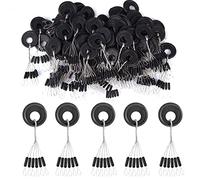 Fishing Bobber Stopper,300Pieces/50Groups 6 in 1 Black Rubber Space Beads Cylindrical Fishing Bobber,3 Size Float Sinker Line Stops (L)