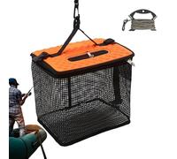 Fishing Bucket - Folding Carp Fishing Net | Bait Cage Hinge | Portable Live Caught Fish Basket | Quick Drying Rubber Coated Fishing Net Basket