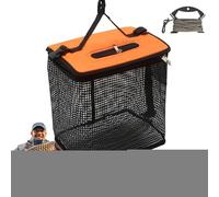 Fishing Bucket - Folding Carp Fishing Net | Bait Cage Hinge | Portable Live Caught Fish Basket | Quick Drying Rubber Coated Fishing Net Basket