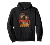 Fishing Buddy Pawpaw's Funny Cartoon Angler Grandpa Gift Pullover Hoodie