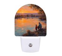 Fishing by The River Sunset Funny LED Night Lights 11.2x7.5x5cm
