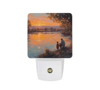 Fishing by The River Sunset Funny LED Night Lights 11.5x7.5x5cm