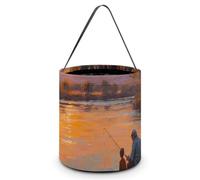 Fishing by The River Sunset Halloween Tricking Or Treating Bag