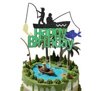 Fishing Cake Decorations, Fishing Cake Topper, HSC Fisherman Themed Cake Topper for Retirement Party Supplies, Fish Themed Birthday Retirement Party Decorations for Men
