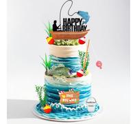 Fishing Cake Topper Fishing Birthday Decorations Gone Fishing Cake Topper Fishing Birthday Party Decorations for Retirement Summer Baby Shower Birthday Party Supplies