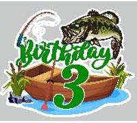 Fishing Cake Topper Kids 3rd Birthday Happy Fishing Rod, Bass, Big Fish Decoration, Birthday Party for Boys and Girls, Fisherman Party Decoration, Great Party Supplies (3rd)