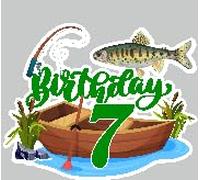 Fishing Cake Topper Kids 7th Birthday Happy Fishing Rod, Bass, Big Fish Decoration, Birthday Party for Boys and Girls, Fisherman Party Decoration, Great Party Supplies (7th)
