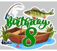 Fishing Cake Topper Kids 8th Birthday Happy Fishing Rod, Bass, Big Fish Decoration, Birthday Party for Boys and Girls, Fisherman Party Decoration, Great Party Supplies (8th)