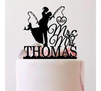 Fishing Cake Topper Mr Mrs With Last Name Wedding Custom Hooked On Love Initials, For Personalized Novelty Acylic Celebration