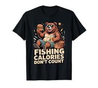 Fishing Calories Don't Count Funny Bear Burger T-Shirt