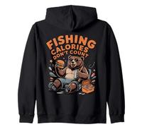 Fishing Calories Don't Count Funny Bear Burger Zip Hoodie