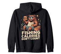 Fishing Calories Don't Count Funny Bear Burger Zip Hoodie