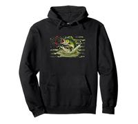 Fishing Camouflage US American Flag Bass Fish Fisherman Camo Pullover Hoodie