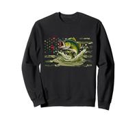 Fishing Camouflage US American Flag Bass Fish Fisherman Camo Sweatshirt