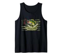 Fishing Camouflage US American Flag Bass Fish Fisherman Camo Tank Top