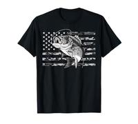 Fishing Camouflage US Camo American Flag Bass Fish Fisherman T-Shirt