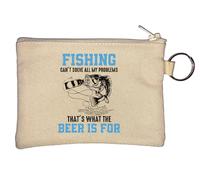 Fishing Can't Solve All My Problems That's What Beer is for Key Chain Coin Purse Beige