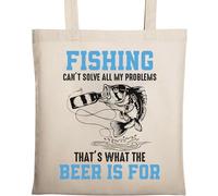 Fishing Can't Solve All My Problems That's What Beer is for Natural Ecological Cotton Tote Bag Beige
