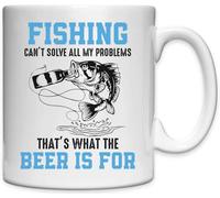 Fishing Can't Solve All My Problems That's What Beer Is For White Ceramic Mug White