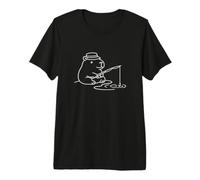 Fishing Capybara by the Pond Premium T-Shirt