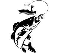 Fishing Car Sticker Window Car Truck Art Sticker Decal Decor Fisherman Fishing Boat Big Fish Decal Sticker,Black