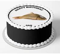 Fishing carp Icing or wafer circle round edible cake topper Personalised (Icing)