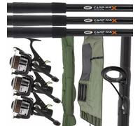 Fishing Carp Rods 12ft 2pc & NGT 2BB Runner Reels + 3 Rod Holdall Bag 3x