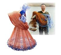 Fishing Cast Net for Bait Trap Fish, Folded Throw Net with Disc & Steel Sinkers, Tyre Line Casting Nets for Rivers Shoal(Height 2.4m/7.9ft)