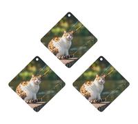 Fishing Cat Car Air Freshener, 3 Pcs Rhombus Hanging Air Freshener Cards, Long Lasting Fragrance Scented Cards for Car, Home, Office White-style