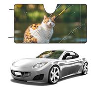 Fishing Cat Car Windshield Sun Shade Keep Car Interior Cool 51"x28" Folding Front Window Sun Shade, Heat Shield for SUV, Truck, Blocks UV