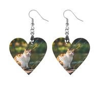 Fishing Cat Wooden Earrings for Women, Vintage Elegant Wood Jewelry, Lightweight Earrings for Wedding, Party, Everyday Jewelry Gift, Star, Wood, wood