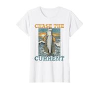 Fishing Chase The Current Coastal Angler Vintage Fisher Value Graphic T-Shirt