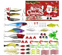 Fishing Christmas Advent Calendar 2024, Christmas Fishing Lure Tackle Set Xmas Surprise Fish Bait Box for Father Grandpa Brother Boyfriend (D)