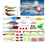 Fishing Christmas Advent Calendar 2024, Christmas Fishing Lure Tackle Set Xmas Surprise Fish Bait Box for Father Grandpa Brother Boyfriend (E)