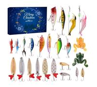 Fishing Christmas Countdown - 2025 Fishing Lures 24 Days Christmas Calendar - Realistic Baits for Saltwater Freshwater Bass Trout Men Adult Anglers Teen Dad Outdoor Dock Beach Lakes