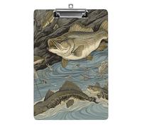 Fishing Clipboard, A4 Acrylic Clipboard with Hanging Hole, Ultra-Light Clip Board - Holds 100 Sheets, Shatterproof Document Holder for Office, 12.5" X 8.5"