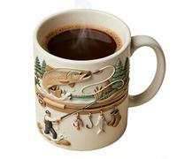 Fishing Coffee Cup - 350 ml Novelty Funny Ceramic Cup | Practical Fisherman Coffee Mug | For Cold Weather Indoor Outdoor Versatility Camping Hiking Picnic Campfire Home Party Game Water Tea Whiskey