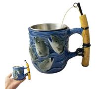 Fishing Coffee Mug - The Angler's Dream Ceramic Mug ,Funny Fishing Rod & Reel Design Mug,3D Ceramic Tea Cup,Simulated F-ishings Line Decorative Water Cup,F-ishing Gift for Men Fisherman