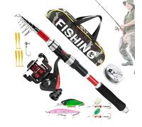Fishing Combi Fishing Rod and Reel Combination Fishing Accessories for Anglers Spin Bait with Carry Bag for Perch Trout Catfish Adults Beginners