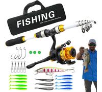 Fishing Combo - Telescopic Equipment Set with Carrier Bag - Fishing Pole Set | for Saltwater Freshwater Ice Surf Dock Sea Lake River Pond Bank Boat