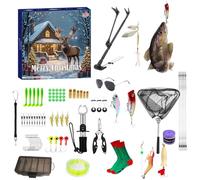 Fishing Countdown Calendar - 24-Day Advent With Fishing Tackle For Dad, Christmas Holiday Favors For Boyfriend, Angler, Husband, Father, Festive Gift Set For Fishermen, Seasonal Surprise For Outdoor
