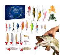 Fishing Countdown Calendar, Christmas Number Calendar, 12.6x8.66 Inch, Fish Bears Set, Portable Tackle Kit for Low Saltwater Trout and Freshwater Fishing